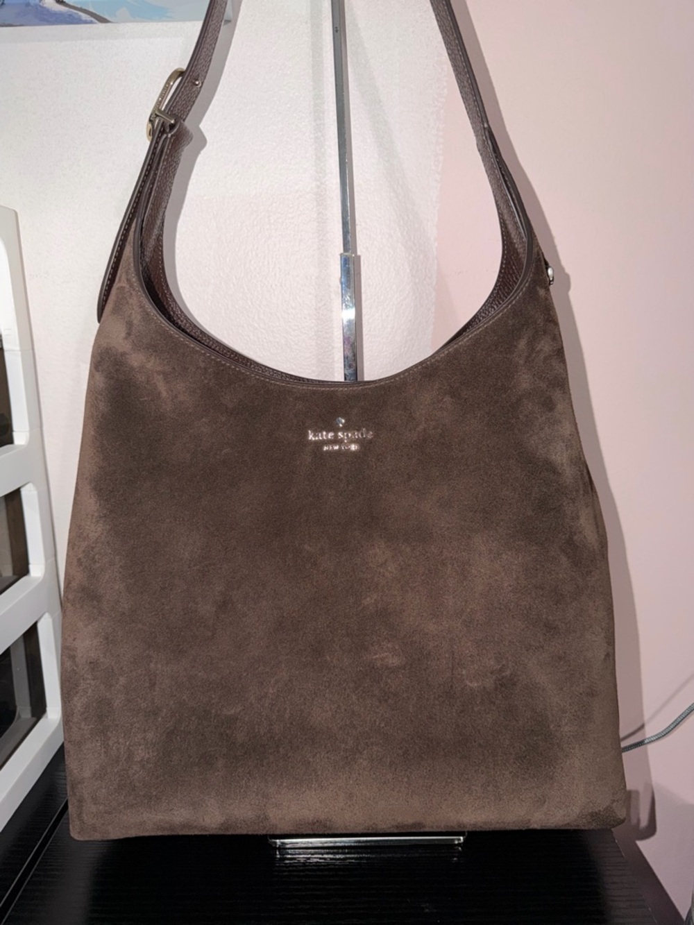 Kate Spade 454 Suede Large Shoulder Bag Like New in Hot Fudge